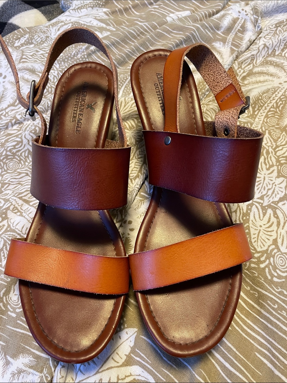 Brown Leather Platform Sandals - Unbranded